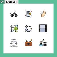 conjunto de 9 iconos de interfaz de usuario modernos símbolos signos para crescent park avatar city business elementos de diseño vectorial editables vector