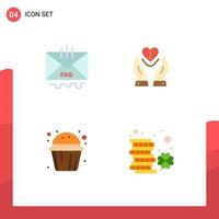 Universal Icon Symbols Group of 4 Modern Flat Icons of communication love help compassion cup Editable Vector Design Elements