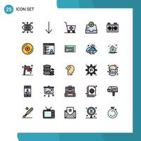 25 Filled line Flat Color concept for Websites Mobile and Apps dvd photography medicine photo camera Editable Vector Design Elements