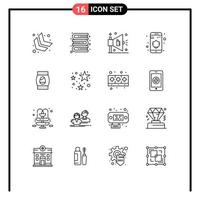 16 User Interface Outline Pack of modern Signs and Symbols of stare holiday marketing easter egg Editable Vector Design Elements