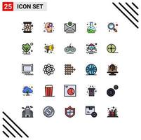 25 User Interface Filled line Flat Color Pack of modern Signs and Symbols of global zoom address search flask Editable Vector Design Elements