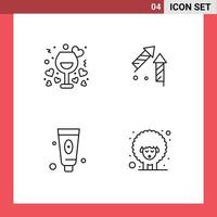 User Interface Pack of 4 Basic Filledline Flat Colors of date beauty romantic china face Editable Vector Design Elements