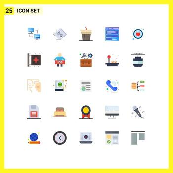 25 Universal Flat Color Signs Symbols of apple computing electronic browser kitchen Editable Vector Design Elements