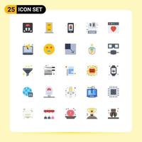 25 Universal Flat Color Signs Symbols of app library gift keyboard book Editable Vector Design Elements