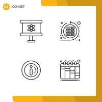 4 Thematic Vector Filledline Flat Colors and Editable Symbols of atom ecommerce space scrum alert Editable Vector Design Elements