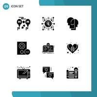 9 Creative Icons Modern Signs and Symbols of remove gadget funding devices feelings Editable Vector Design Elements