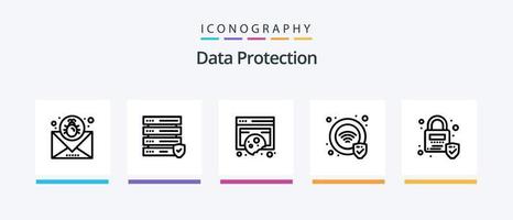 Data Protection Line 5 Icon Pack Including security. fire. data. security. cloud. Creative Icons Design vector