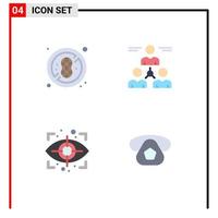 Set of 4 Modern UI Icons Symbols Signs for diet scan connect team mobile Editable Vector Design Elements