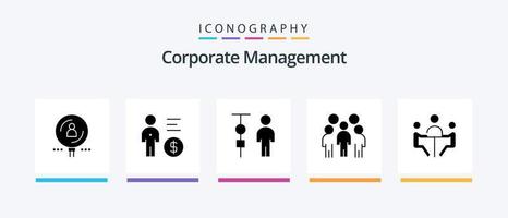 Corporate Management Glyph 5 Icon Pack Including leadership. group. money. people. corporate administration. Creative Icons Design vector