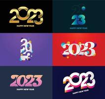 gran conjunto de 2023 feliz año nuevo diseño de texto de logotipo plantilla de diseño de número 2023 vector