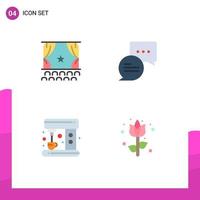 Modern Set of 4 Flat Icons and symbols such as cinema machine performance chatting decoration Editable Vector Design Elements