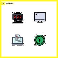 Stock Vector Icon Pack of 4 Line Signs and Symbols for game pc joystick monitor laptop Editable Vector Design Elements