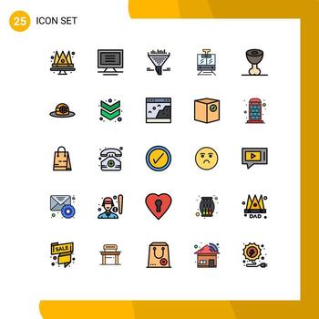 Editable Vector Line Pack of 25 Simple Filled line Flat Colors of meat food data vehicle public Editable Vector Design Elements