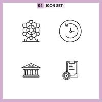 Line Pack of 4 Universal Symbols of ferris finance canada time machine building Editable Vector Design Elements