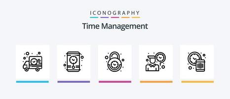 paquete de iconos de la línea 5 de gestión del tiempo que incluye seguridad. cerrar. recepción. reloj. desperdiciar. diseño de iconos creativos vector