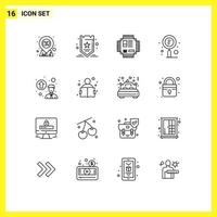 16 Creative Icons Modern Signs and Symbols of zoom search chip scan technology Editable Vector Design Elements