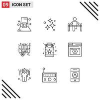 Universal Icon Symbols Group of 9 Modern Outlines of briefcase bag washing accounting health Editable Vector Design Elements