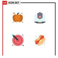 Flat Icon Pack of 4 Universal Symbols of pumpkin protection day internet arrow Editable Vector Design Elements