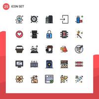 25 Thematic Vector Filled line Flat Colors and Editable Symbols of usb connection building input arrow Editable Vector Design Elements