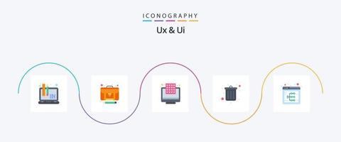 Ux And Ui Flat 5 Icon Pack Including flowchart. delete. dots. office. business vector