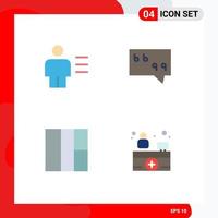 Mobile Interface Flat Icon Set of 4 Pictograms of analytics wireframe details message hospital receptionist Editable Vector Design Elements