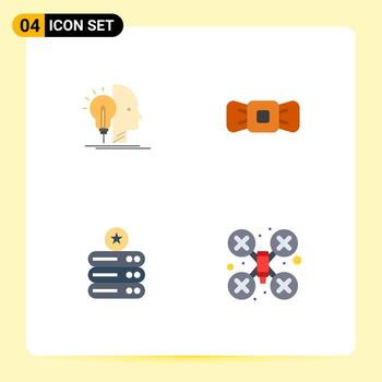 conjunto moderno de 4 iconos planos pictograma de almacenamiento de datos de usuario programación hipster almacenamiento elementos de diseño vectorial editables vector