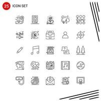 Group of 25 Lines Signs and Symbols for funds donation manager crowdsourcing business man Editable Vector Design Elements