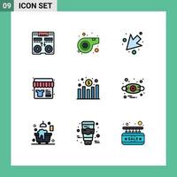 Stock Vector Icon Pack of 9 Line Signs and Symbols for profit chart arrow store shop Editable Vector Design Elements