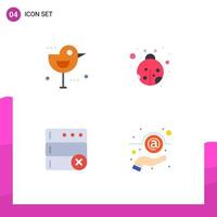 4 iconos planos universales establecidos para aplicaciones web y móviles otoño sirven mensaje de escarabajo de acción de gracias elementos de diseño vectorial editables vector