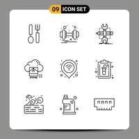 9 iconos creativos signos y símbolos modernos de creación de archivos en línea herramientas jpg elementos de diseño vectorial editables vector