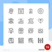 Universal Icon Symbols Group of 16 Modern Outlines of food belgian site baking curriculum Editable Vector Design Elements