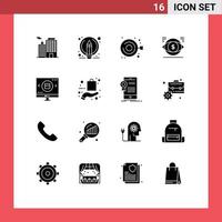 Universal Icon Symbols Group of 16 Modern Solid Glyphs of glass finance clot money eye Editable Vector Design Elements