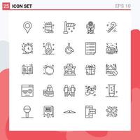 Set of 25 Commercial Lines pack for toy income airflow dollar hand Editable Vector Design Elements