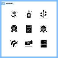 Modern Set of 9 Solid Glyphs Pictograph of products electronics garden devices medal Editable Vector Design Elements