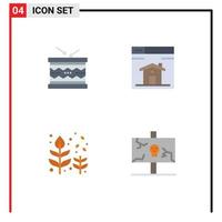 Set of 4 Commercial Flat Icons pack for drum autumn parade home fall Editable Vector Design Elements