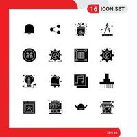 Pack of 16 Modern Solid Glyphs Signs and Symbols for Web Print Media such as sew clothing cost button art Editable Vector Design Elements