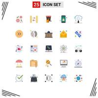 Set of 25 Modern UI Icons Symbols Signs for optimization engine color cloud shopping Editable Vector Design Elements