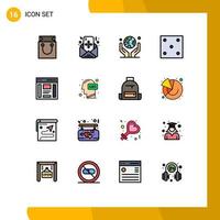 Set of 16 Modern UI Icons Symbols Signs for communication ludo environment game protection Editable Creative Vector Design Elements