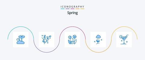 Spring Blue 5 Icon Pack Including rain. nature. flora. cloud. spring vector