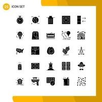 User Interface Pack of 25 Basic Solid Glyphs of column safe been products devices Editable Vector Design Elements