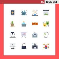 16 Thematic Vector Flat Colors and Editable Symbols of picture content store communication handshake Editable Pack of Creative Vector Design Elements