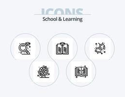 escuela y línea de aprendizaje icon pack 5 diseño de iconos. . bulbo. marcador. educación. gorra vector