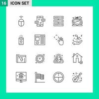 Universal Icon Symbols Group of 16 Modern Outlines of china profit data market demand Editable Vector Design Elements