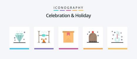 Celebration and Holiday Flat 5 Icon Pack Including christmas. holiday. celebration. hat. celebration. Creative Icons Design vector