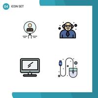 4 iconos creativos signos y símbolos modernos de encontrar elementos de diseño de vector editables de computadora de recursos humanos de maestro