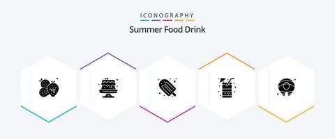 Summer Food Drink 25 Glyph icon pack including salmon. summer. holiday. juice. drink vector