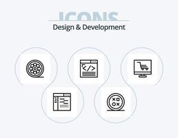 paquete de iconos de línea de diseño y desarrollo 5 diseño de iconos. programación. desarrollo. programación. diseño. videojuego vector