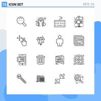 16 Creative Icons Modern Signs and Symbols of diamound gesture type finger developer Editable Vector Design Elements