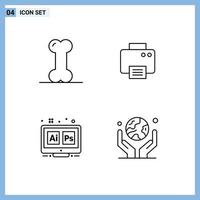 Mobile Interface Line Set of 4 Pictograms of anatomy hex joints printed tool Editable Vector Design Elements