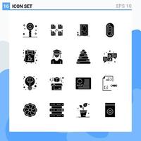 Set of 16 Modern UI Icons Symbols Signs for coffee touch privacy fingerprint plant Editable Vector Design Elements